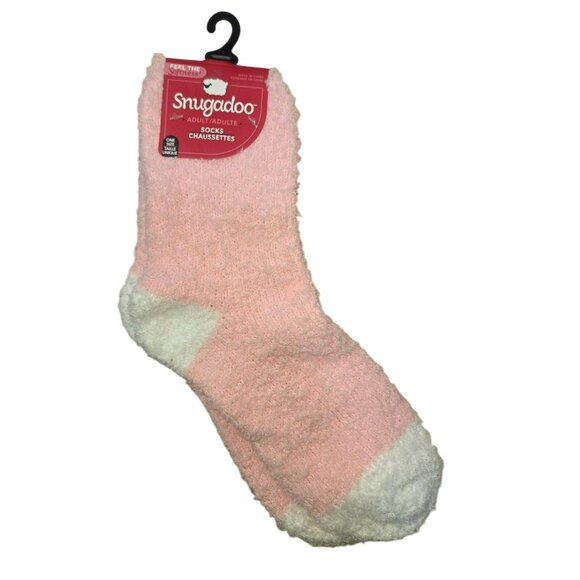 Snugadoo Fuzzy Warmth Cozy Soft Adult Socks Pink-White One Size - Picture 1 of 3